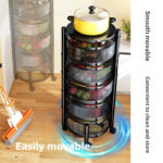 Low Price Wheeled Kitchen Bathroom Rotating Shelf Baskets Fruit Vegetable Storage Racks Kitchen Trolley Cart Organizer - Image 2
