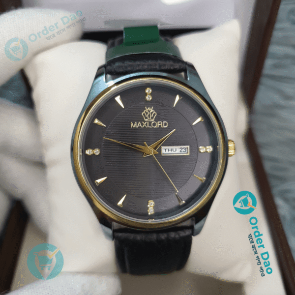Maxlord 7149 G2 Premium Leather Watch (Black)