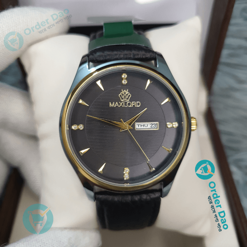 Maxlord 7149 G2 Premium Leather Watch (Black)