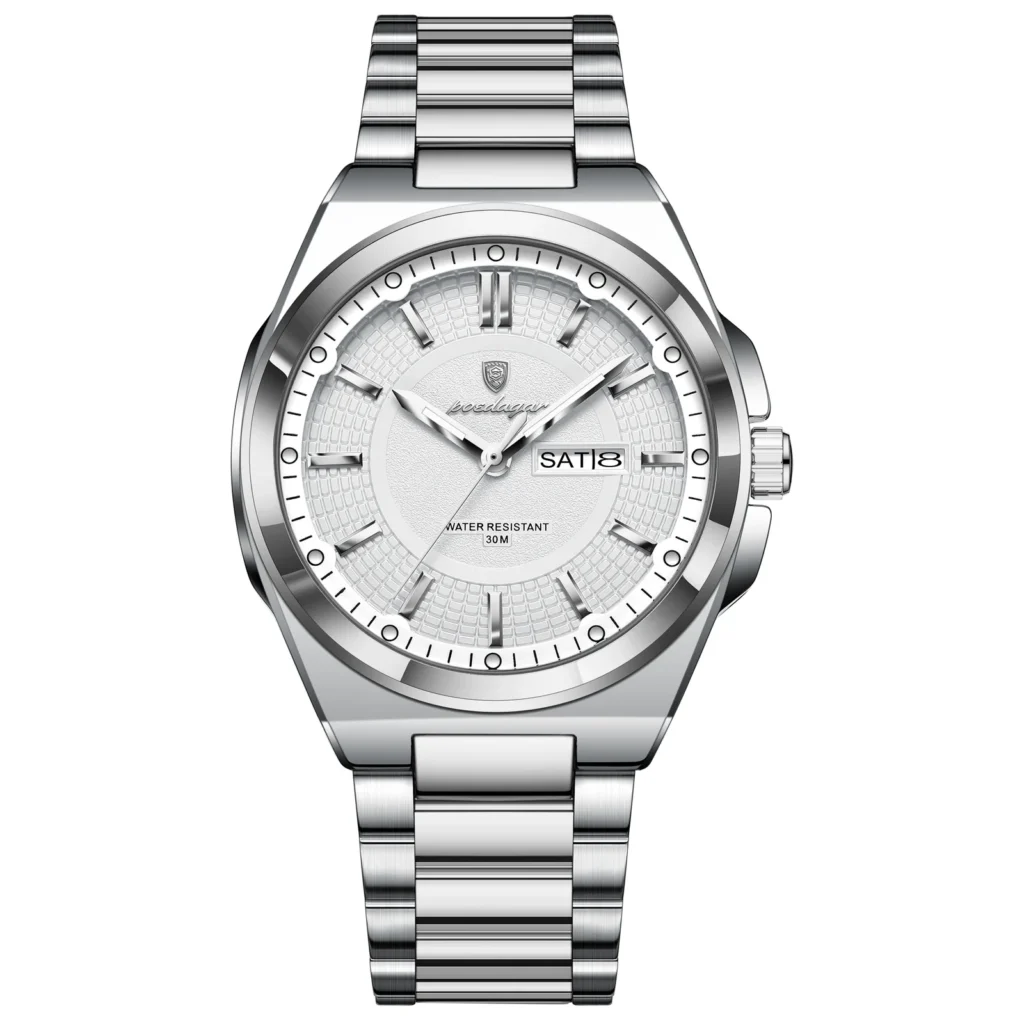 Poedagar 896 Fashion Brand Men's Watch Silver White