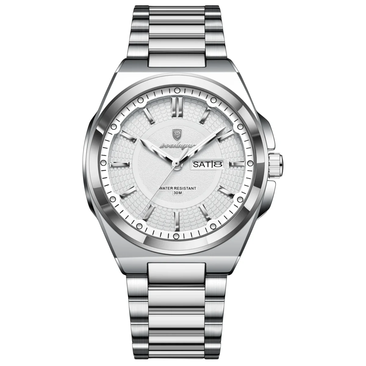 Poedagar 896 Fashion Brand Men's Watch Silver White