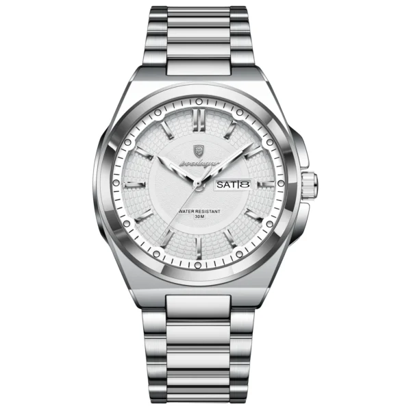 Poedagar 896 Fashion Brand Men's Watch Silver White