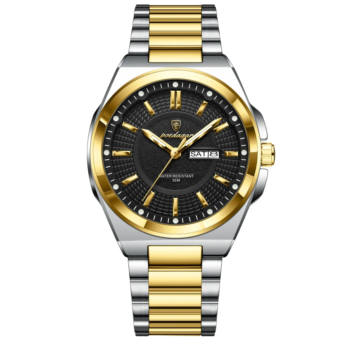 Poedagar 896 Fashion Brand Men’s Watch (Silver+Gold+Black)