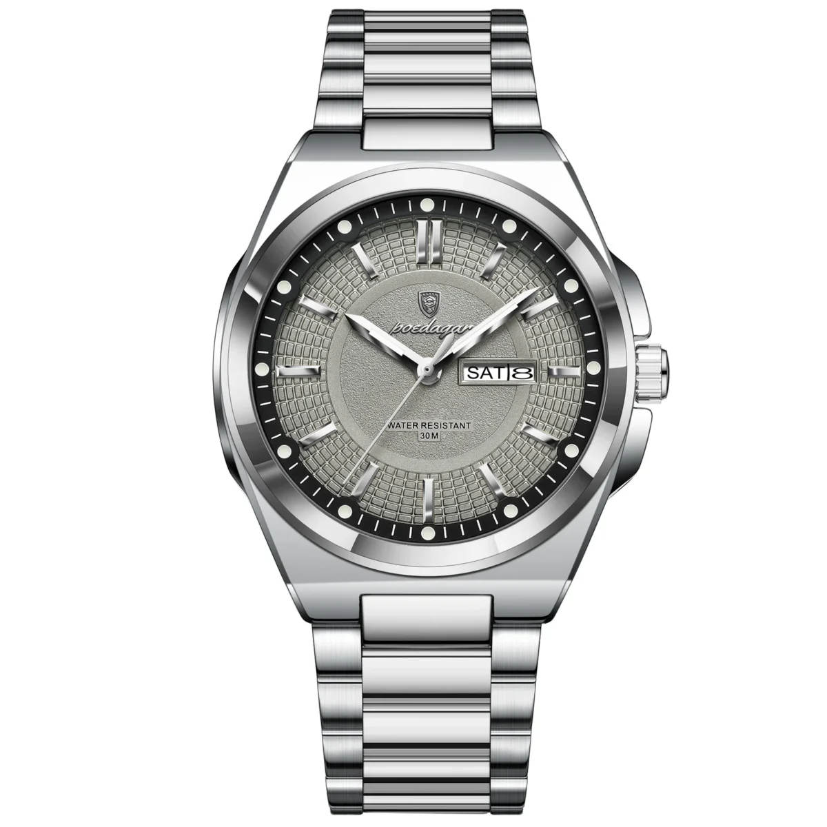 Poedagar 896 Fashion Brand Men’s Watch (Silver+Grey)