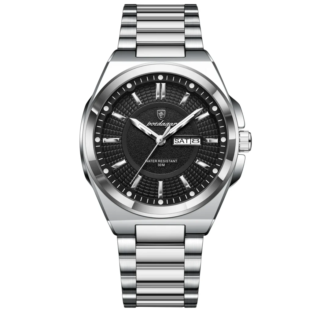Poedagar 896 Fashion Brand Men’s Watch (Silver+Black)