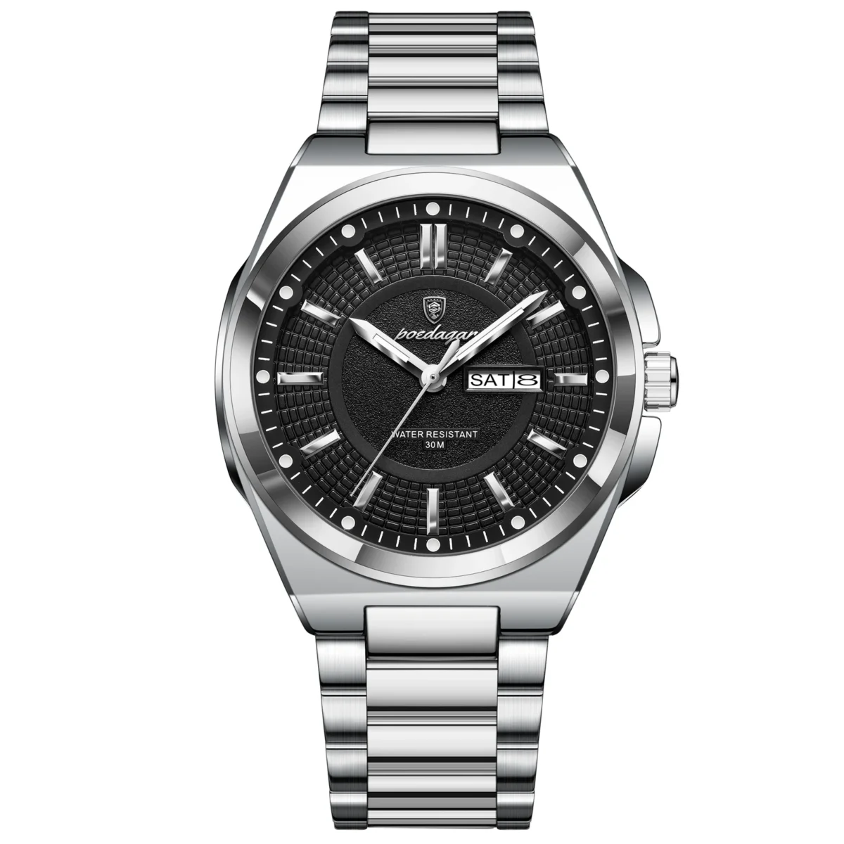 Poedagar 896 Fashion Brand Men’s Watch (Silver+Black)